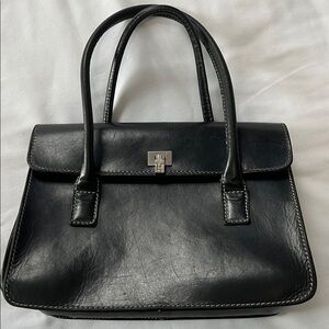 Vintage Lambertson Truex Black Leather Boxcar Bag